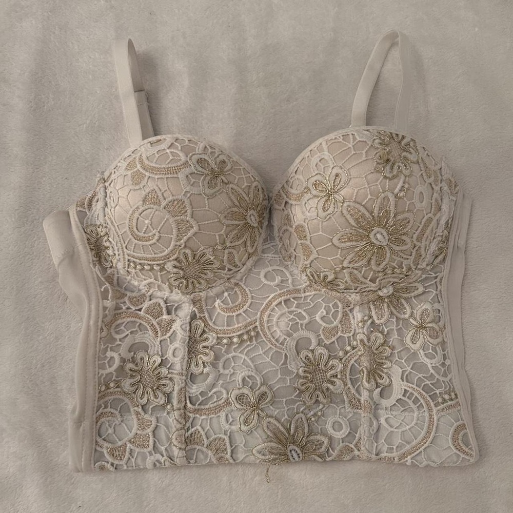 love J Floral Lace Bra - Cream and Gold